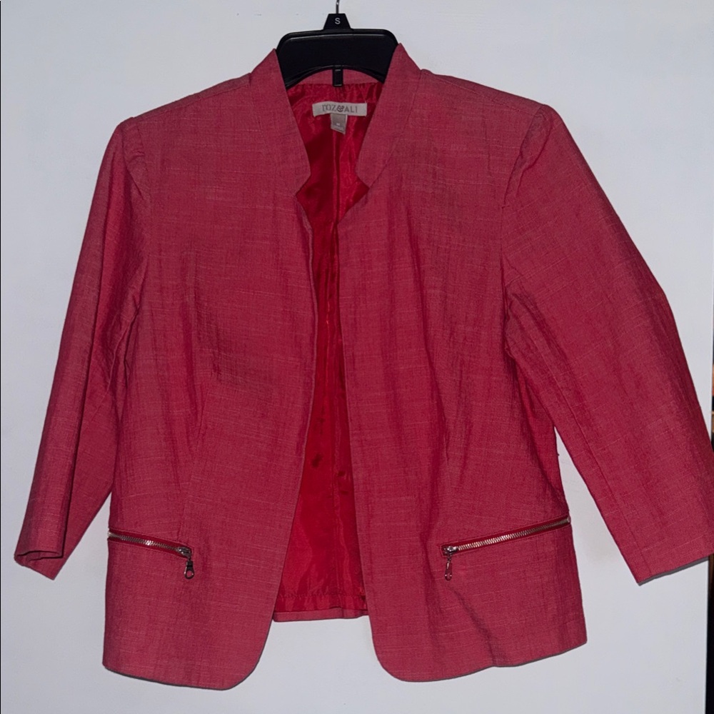 Roz & Ali Pink Blazer with Zipper Pockets
